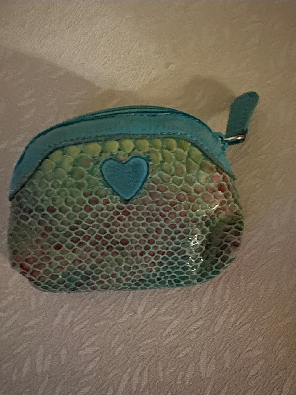 Brighton Turquoise Multicolor Snake-Texture Coin Pouch with Heart